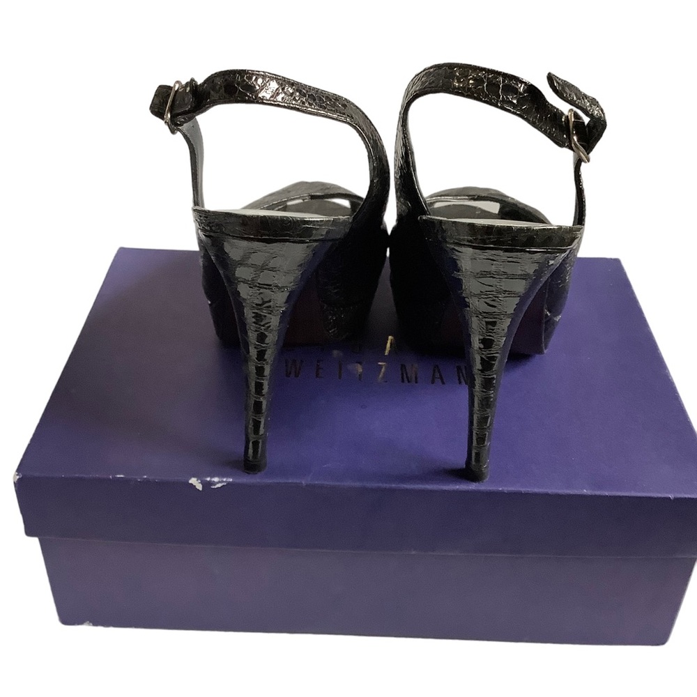 Stuart Weizman Crocodile Print Strappy Heels Peep… - image 5